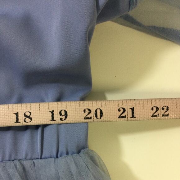 BLOOMCHIC 18-20 2X Plus Baby Blue V Neck Elastic Waist Tulle Midi Dress NWT B100 - Picture 5 of 9